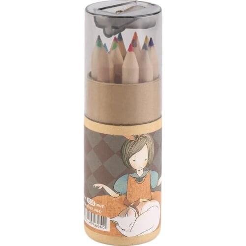 12 Different Colores Pencil Set With Sharpener Portable Painting Pencils For Kids Durable Office School Supplies Wooden Pencils