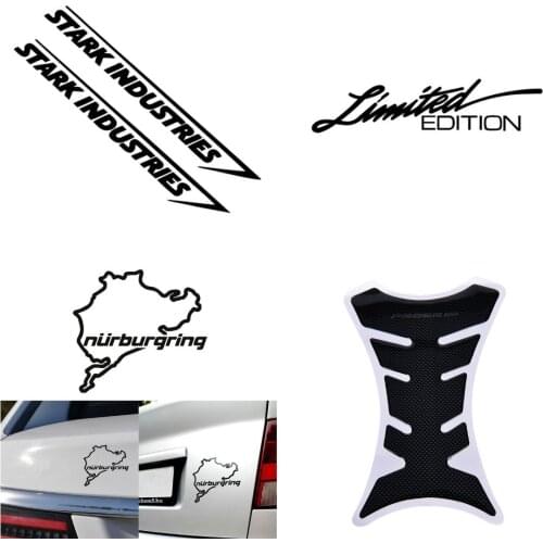 2Pcs/1pc Stark Industries Car Sport Racing Body Stripes Stickers Vinyl Decals Black White Car Exterior Decoration