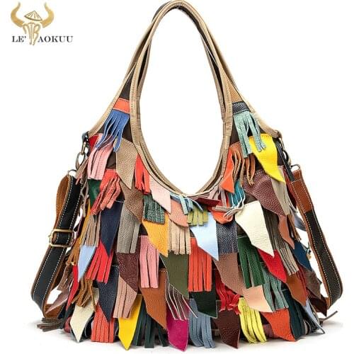 2021 New Multi-Colorful Real Leather Luxury Ladies Patchwork Large Purse Handbag Over The Shoulder bag Women Design Tote bag 588