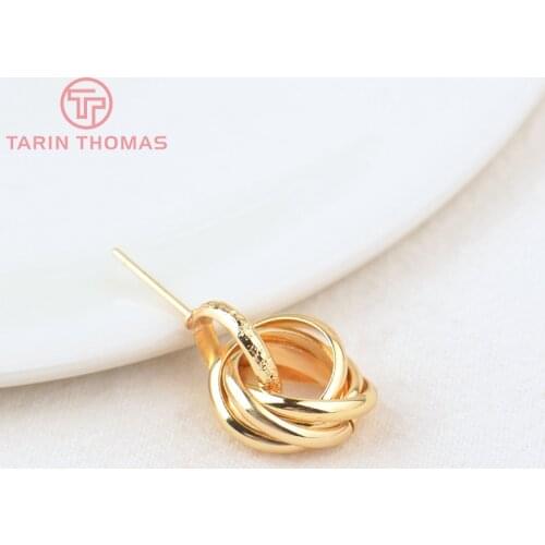 6PCS Circle 12MM 24K Gold Color Brass Sliding Circle Stud Earrings High Quality Diy Jewelry Findings Accessories