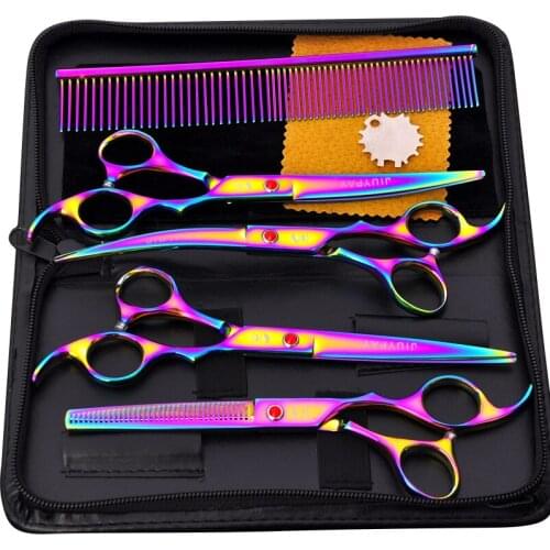 5pcs Stainless Steel Pet Dogs Grooming Scissors Cat Hair Thinning Shear Sharp Edge Scissors for Dogs Animal Barber Cutting Tools