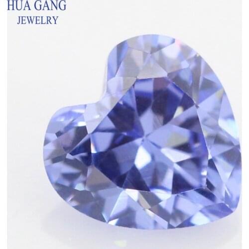5A Light Tanzan Blue Heart Shape Cubic Zirconia Brilliant Cut Loose CZ Stone Synthetic Gems Beads For Jewelry 3x3-12x12mm