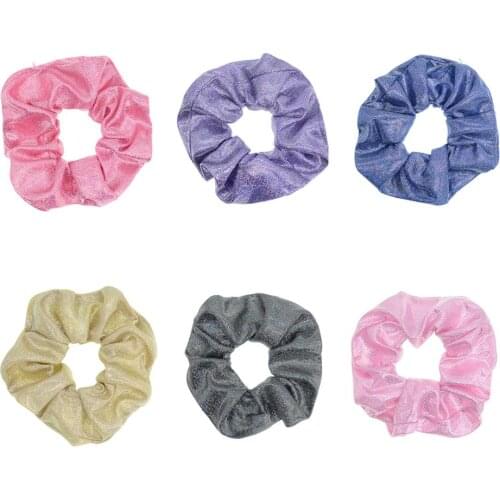 1 Pc Pastel Color Metallic Scrunchies For Hair Women Elastic Bands Hair Accessories