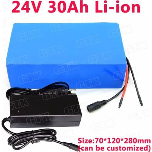 GTK 24v 30Ah lithium ion battery pack rechargeable li ion 24v for 750w electric bicycle tricycle replace batteries +3A charger