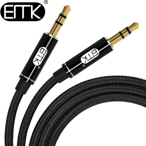 EMK 3.5mm Audio Cable Aux Cable Male to Male 0.5m 1m 2m 3m 3.5mm Cotton braided jack plug audio cable For phone Car Earphone MP4