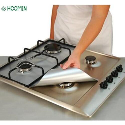 6pcs/8pcs Non Stick Gas Stove Burner Cover Liner Mat Gas Stove Protector Pad Reusable Glass Fiber Home Kitchen Tools