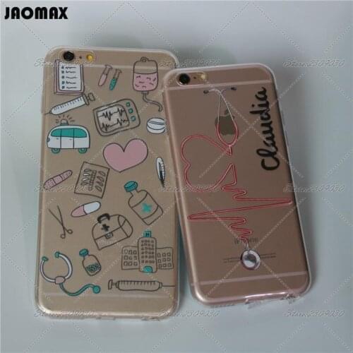 Cute Love Medical Stethoscope Doctor Phone Case For iPhone X Xs 5 5S SE 6 6S 7 8 Plus Transparent Silicone Phone Back Capa Coque