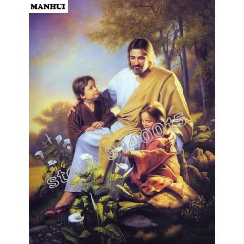 DIY Diamond Painting Spuare Rhinestone Pasting Decorative Paintings Diamond Embroidery Mosaic Jesus Cross Stitch BEF158