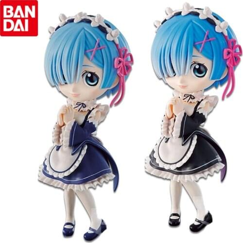 Bandai Genuine Q Posket Re:Life In A Different World From Zero Rem Q Version Anime Action Figures Collect Model Toys for Kids