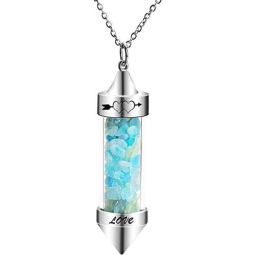 FYJS Unique Jewelry Silver Plated Wish Bottle Romantic Love Heart Pendant Aquamarines Crystal Necklace