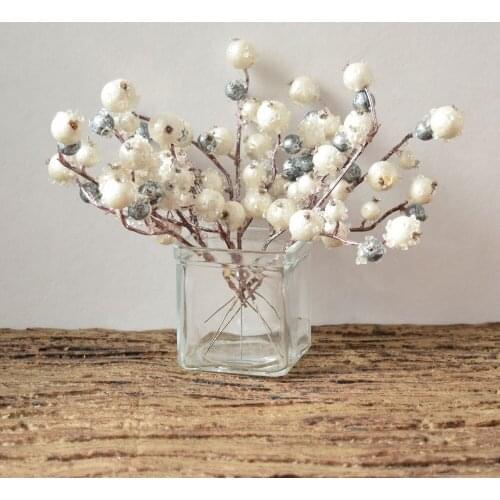 Simulation Berry Stems Plant Ginkgo Dried Flower Fruit Branch Jane Decoration Christmas Furnishing Photo Prop Gold Silver