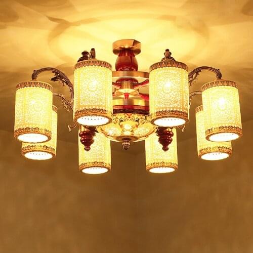 Chinese style ceramic hall lamp vintage antique lamps ceiling light round Solid wood art hotel lobby bedroom antique ceiling lam