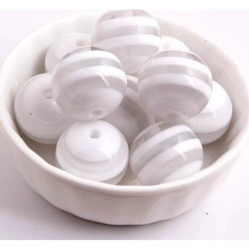 Kwoi vita Chunky Round 20MM white Color 100pcs Resin Strips Beads Jewelry