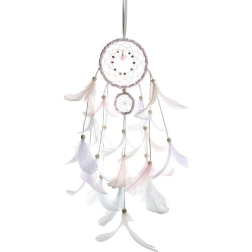 Handmade Dream Catcher Wind Chimes Feather Bead Hanging Decoration Ornament Gift Hanging Decorations for Car Home Art Pendant