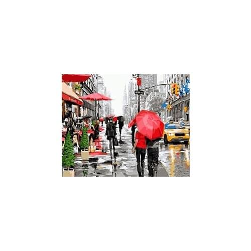 MaHuaf-W574 Paris street abstract painting coloring by numbers digital Hand-painted canvas painting