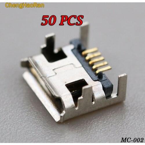 ChengHaoRan 50pcs Micro mini USB connector 5pin Micro usb Four legs Inserting plate seat mini usb connector For Mobile phone