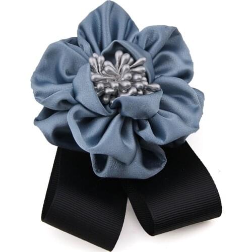 Fashion Womens Handmade Vintage Fabric Silk Rose Flower Bowknot Brooch Pin Jewelry Badge Boutonniere with Hair Clip Accessories