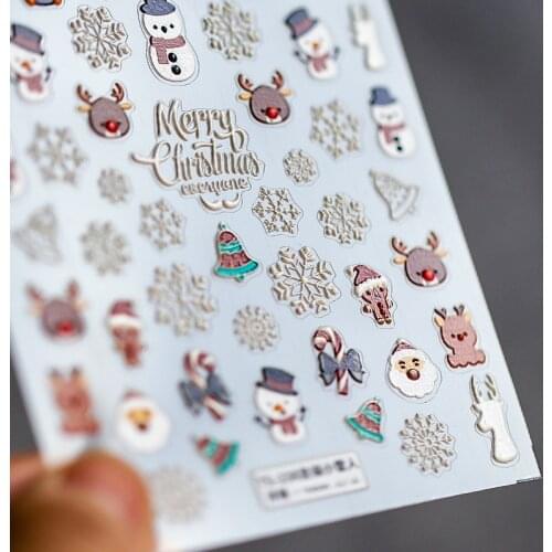 New Technology Sticker 5D Nail Art Sticker Ultra-thin Three-dimensional Relief Christmas Snowman Nail Art Decoration Sticker