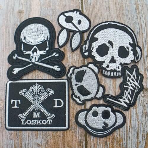 Apliques de emblemas bordados em preto e branco, patches para camisas, passar ferro, listrados, apliques adesivos de roupas, 46