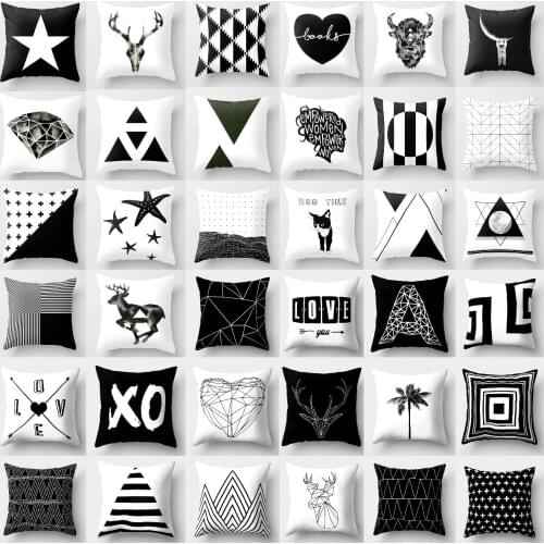 2021 New Black White Pillow Cushion Cover Hot Modern Nordic Geometric Throw Pillows Case Sofa Seat Bed Cushions Livingroom Decor