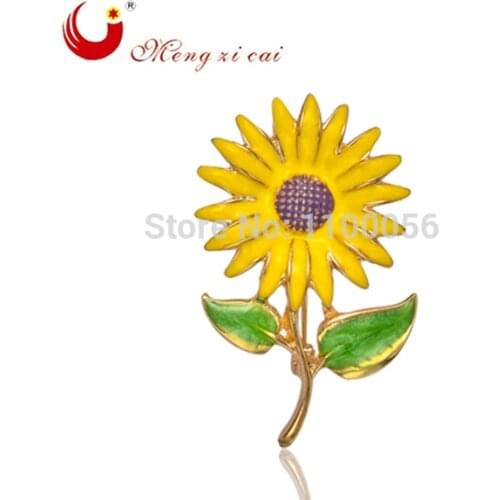New Yellow Flower Brooches Decorative Enamel Garment Jewelry Brooch Pin Bridal Wedding Sun Flower Brooch For Kids X1493