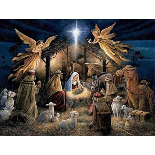 Official Store Diamond Painting Religion Jesus Birth Diamond Embroidery Full Set Diamond Mosaic Rhinestone Decorations
