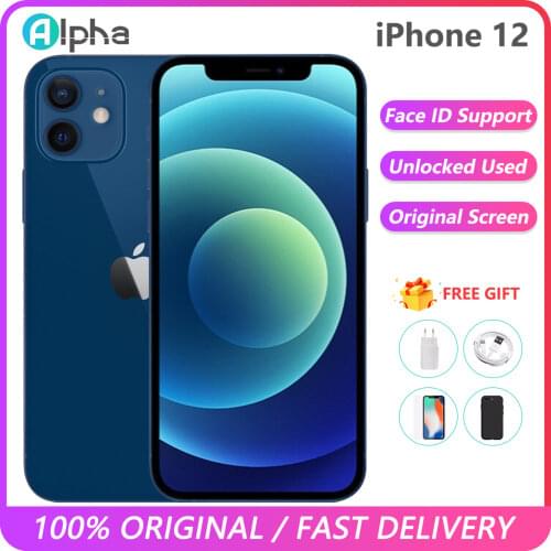 Original Apple iPhone 12 Used 99% New 5G LTE phone 6.1'' 4GB 64/128/256GB IOS A14 Face ID Battery Health 100