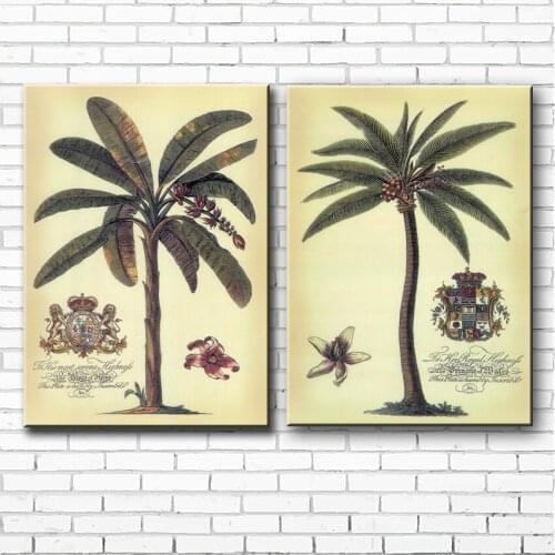 Pastoral coconut trees lion 2pc/set landscape canvas printings oil paintings printed on canvas home wall art decoration pictures