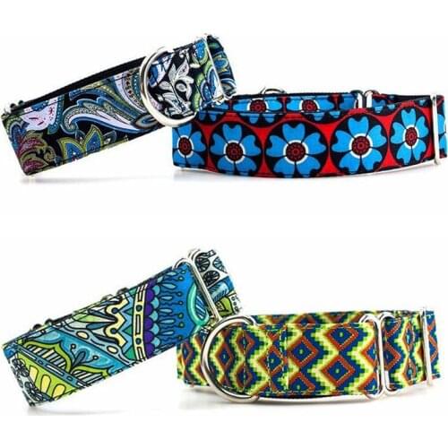 Personalized Fabric Super Strong Durable Martingale Collars for Dogs Heavy Duty Nylon Dog Collar 2.5cm to 3.8cm Wide Necklace
