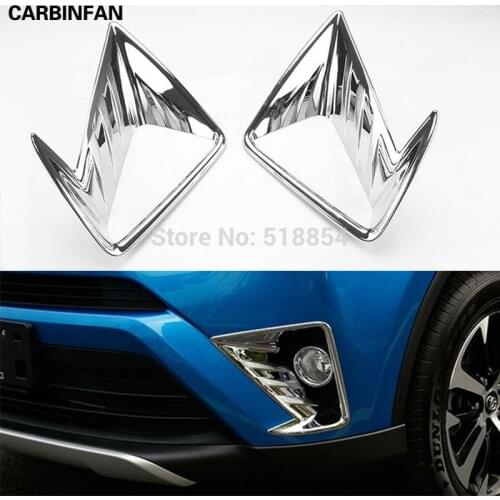 FIT FOR 2016 2017 TOYOTA RAV4 CHROME FRONT FOG LIGHT HEAD LAMP COVER TRIM BEZEL BUMPER FOGLIGHT GARNISH FRAME INSERT MOLDING