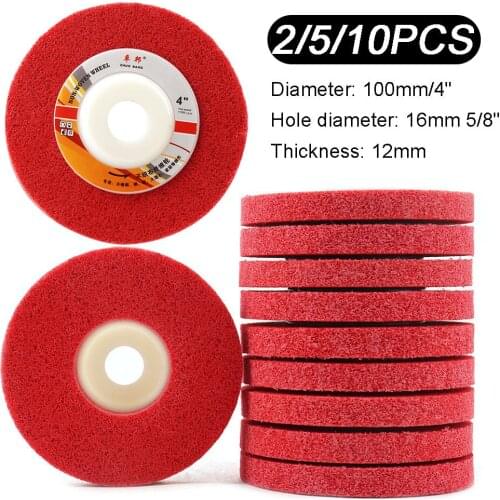 2-10Pcs 4" Nylon Fiber Polishing Wheel Non woven Abrasive disc 100mm Grinding Polishing Wheel For Metal Finish Wood Polishing