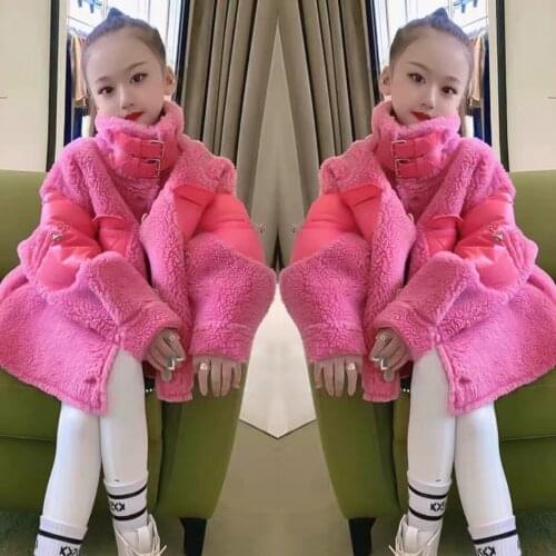 Girls Pink Fur Coat Winter Fashion Warm Children Outerwear 5 6 8 10 years