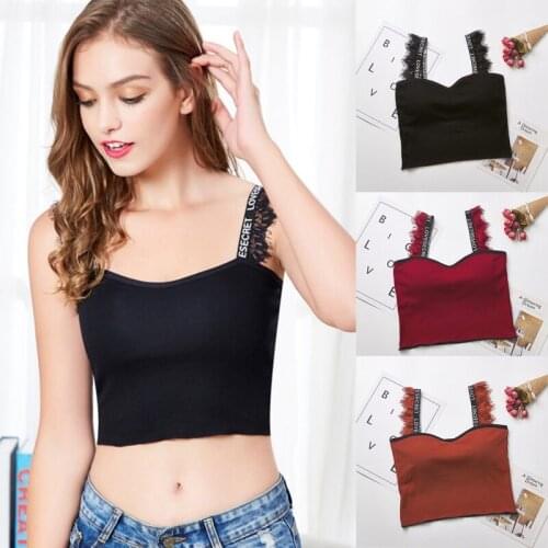 Sexy Lace Letter Strap Bras Seamless Lace Sling Underwear Bras Women Exposed Navel Base Slim Lace Bras Comfy Intimates