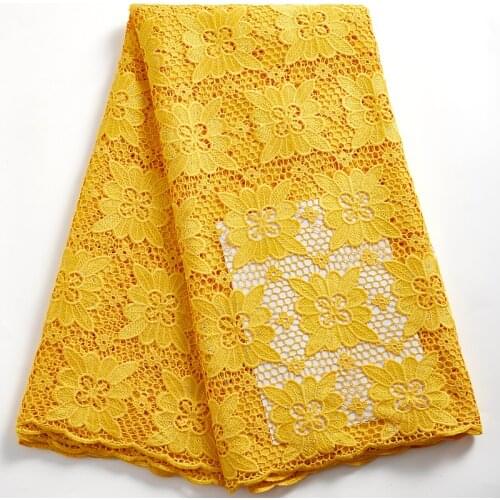 SJD LACE New High Quality Yellow Flowees African Lace Fabric Guipure Cord Nigorian Fabric For Women Wedding Dress Summer A 2356