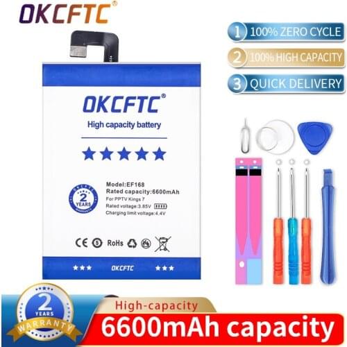 Top Brand 100% New 6600mAh EF168 Battery for PPTV Kings 7 king 7S King7 PP6000 Batteries + free gfit