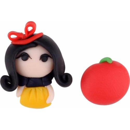 TTPAIAI 30 Handmade Polymer Clay Cartoon Snow White Apple Stud Earrings For Women Girls Fashion Cute Earrings Gift for Kids
