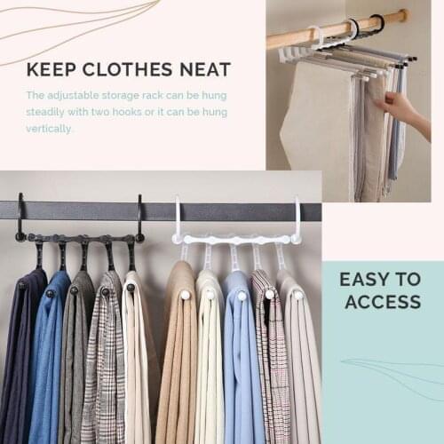 Stainless Steel Pants Hanger For Clothes Trousers Coat Storage Organizer Space Saving Multi-Layer Folding Pants S Shape MultiFun