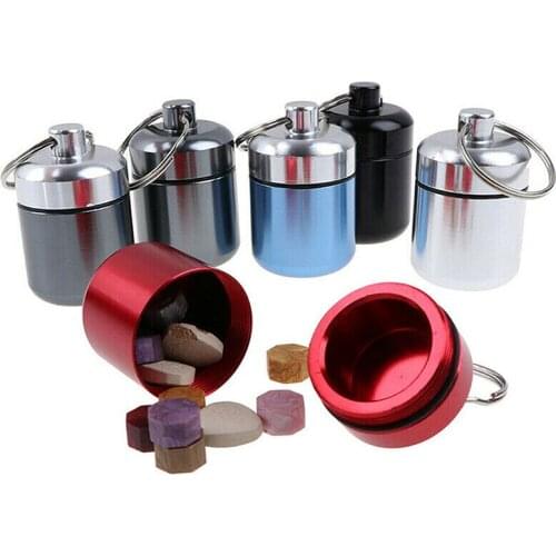 Mini Metalen Waterdichte Legering Pillendoosje Zaak Fles Cache Drug Holder Container Sleutelhanger Geneeskunde Doos New