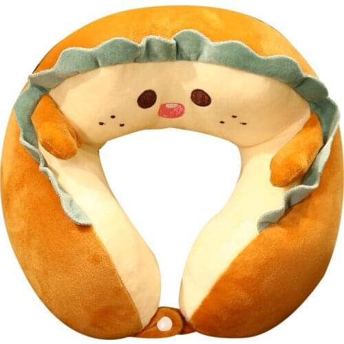 1PC 30cm Kawaii U Shaped Bread Plush Pillow Stuffed Soft Lovely Plush Chair Cushion Dolls for Children Adult Travel Gifts Toy