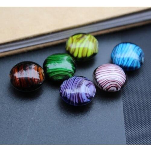 10pcs/Lot 16mm*10mm Lampwork Glass Beads Round Flat Fashion Beads Multi-color With Stripes for jewelry Bracelet Earring making