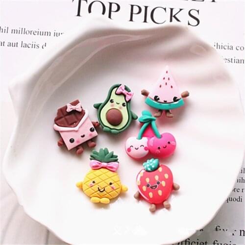 10Pcs/Lot Cartoon Fruit Hairpin Decorative Material Slime Charms Filler For Children Charms Modeling Clay DIY Accessory