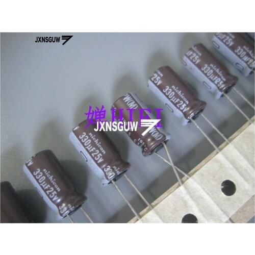 10PCS NICHICON PW 25V330UF 8X15MM 330UF 25V original audio Aluminum electrolytic capacitor 105 degrees 330uF/25V UPW1E331MPD6TD