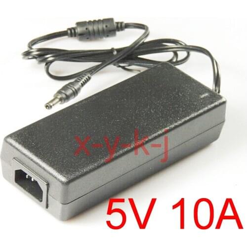 10PCS High quality DC 5V 10A LED Power Supply For WS2812B WS2811 LPD8806 WS2801 LED Strip Light DC plug 5.5mmx 2.1mm-2.5mm