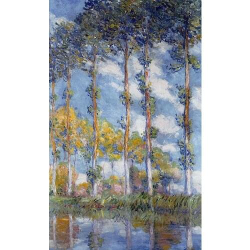 100% handmade landscape oil painting reproduction on linen canvas,poplars by claude monet,Free DHL Shipping,Museum quality