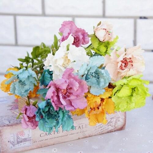 2pcs European chrysanthemum Artificial Silk Flower DIY Wedding Bridal Home Floral Decor Fake Flower Arrangement 3 Heads Daisy