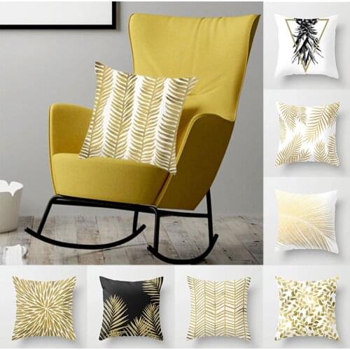 2021 Modern White Gold Peach Skin Cushion Cover Leaf Flowers Diamond Pillow Cover for Home Chair Sofa Decorative Pillows 45*45cm
