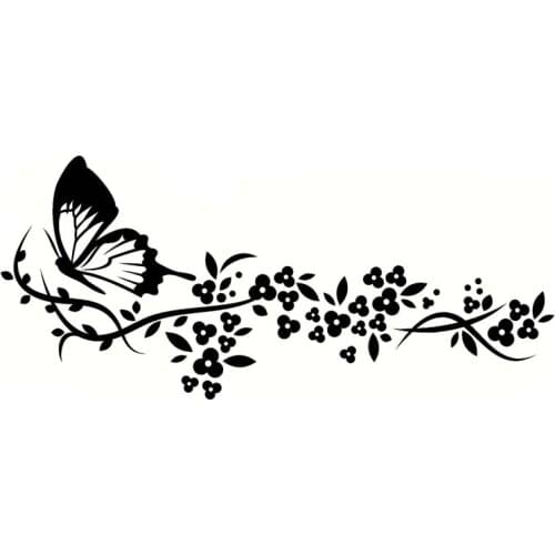 29.2*12.9CM Flying Butterfly Decals Beautiful Pattern Car Sticker Cool Car Door Accessories Black/Silver C9-1637
