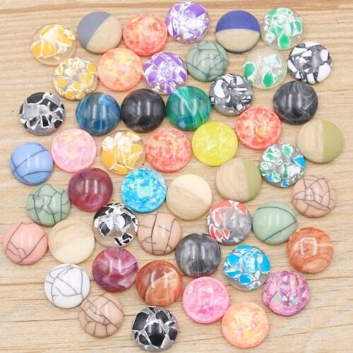 40pcs 12mm 6 Style 2020 New Fashion Mix Colors Natural Ore Style Flat Back Resin Cabochons For Bracelet Earrings Accessories
