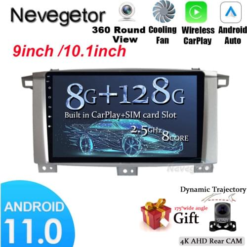 4G 8 Cores DSP Android 11 for Toyota Land Cruiser 100 GX LC100 Car Multimedia video Player BT GPS navigation autoradio DVD Radio