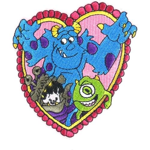 5PCS Anime University Embroidery Applique Iron on Patches for Clothing Heart Shape Patch Fabric Badge DIY Apparel Accessories